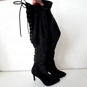 Torrid Black Faux Suede Over the Knee Heel Boot - Size 8WW